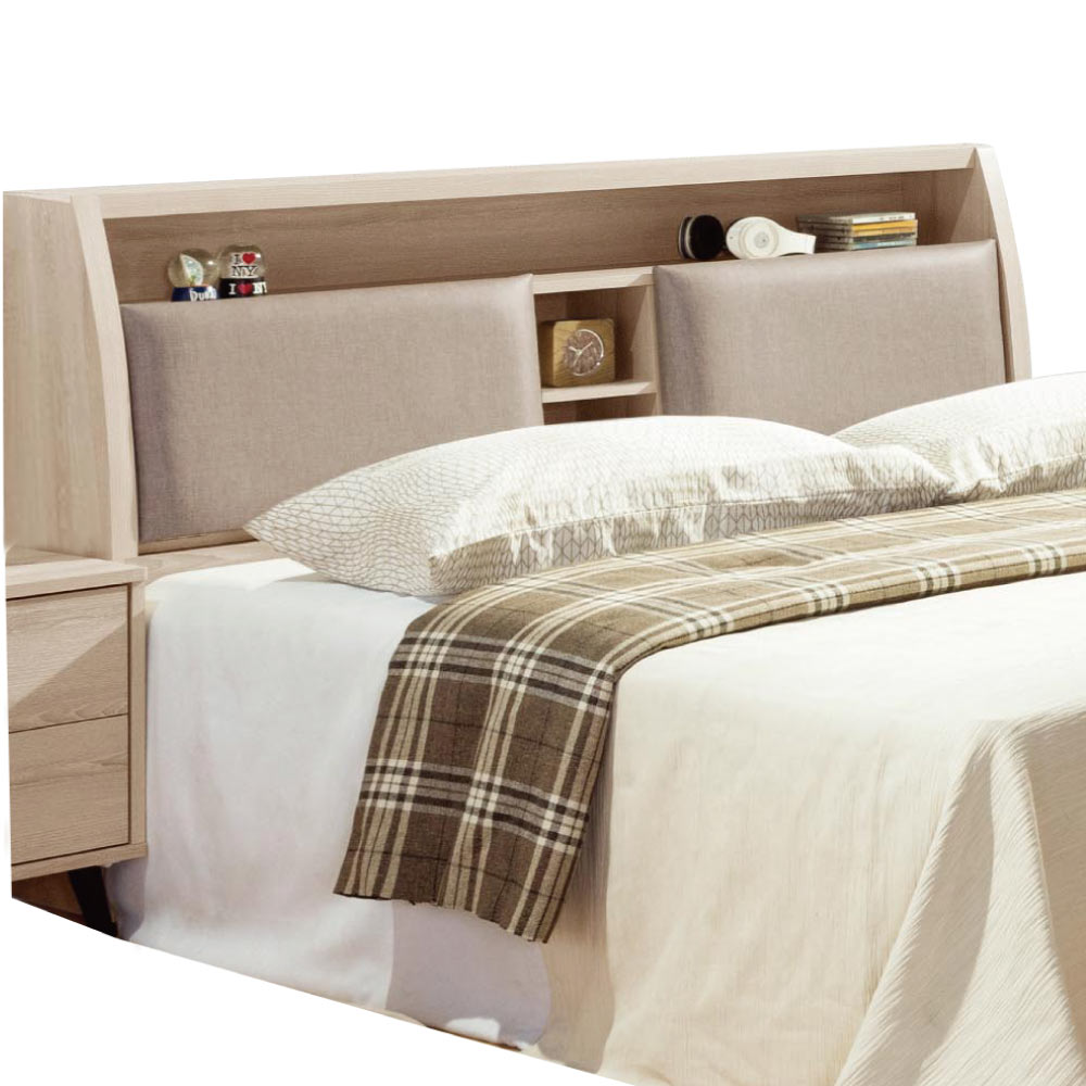 綠活居 羅利略時尚5尺皮革木紋雙人床頭箱-150x30x105cm-免組