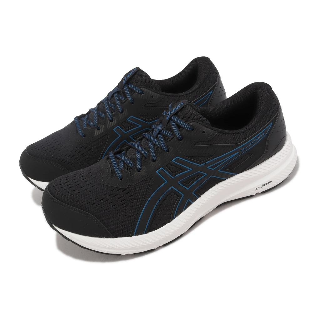 Asics 慢跑鞋 Gel-Contend 8 4E 超寬楦 男鞋 黑 藍 緩震 入門款 運動鞋 亞瑟士 1011B679003