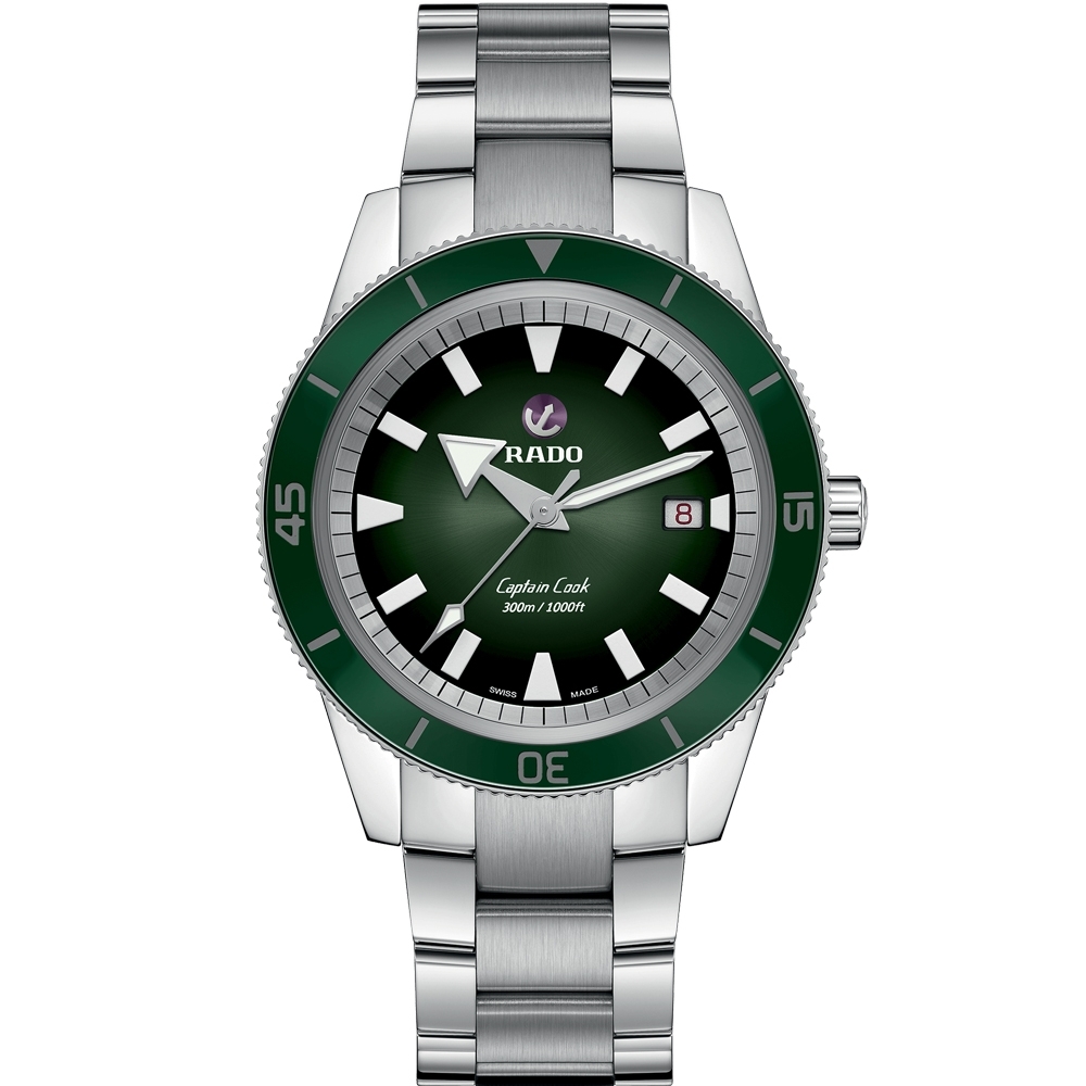 RADO 雷達錶 官方授權(R02) 庫克船長機械錶(R32105313)-綠/42mm