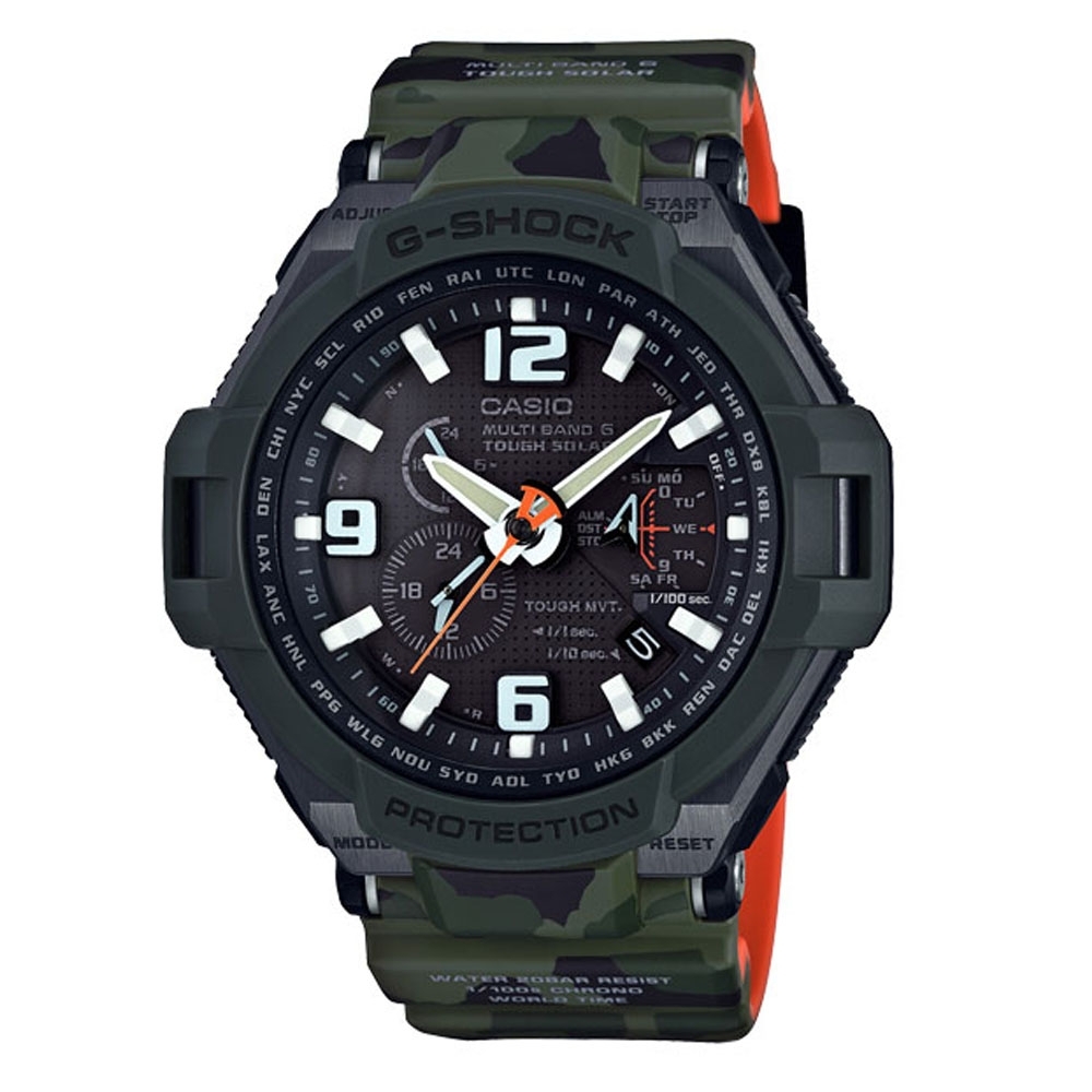 G-SHOCK 軍事迷彩風格光動能飛行電波腕錶 GW-4000SC-3A