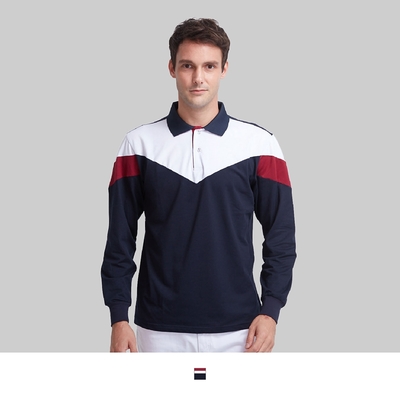 【男人幫】WW2044-時尚配色彈性棉長袖排汗素面POLO衫