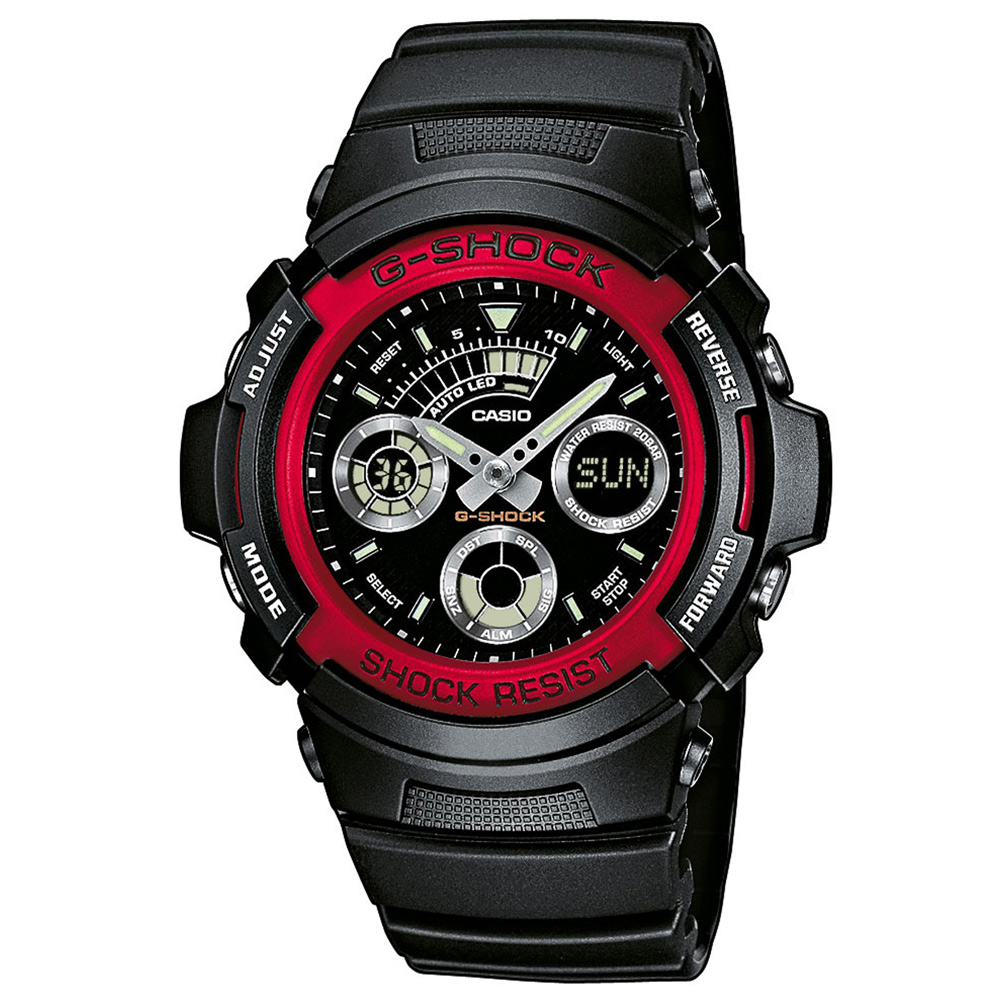 G-SHOCK 極速先鋒運動雙顯錶(AW-591-4A)-炫紅/46.4mm