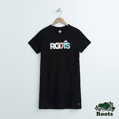 女裝Roots 厚棉短袖洋裝-黑