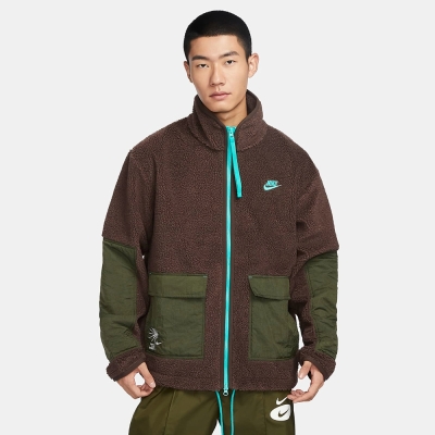 NIKE 外套 男款 運動外套 AS M NSW SHERPA FZ OUTDOOR JKT 咖啡綠 FV4022-237 (2S3455)