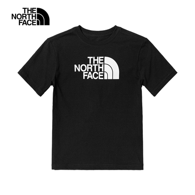 【The North Face 官方旗艦】北面兒童黑色純棉胸前大品牌印花短袖T恤｜82T8KY4