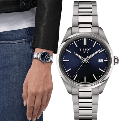 TISSOT天梭 官方授權 PR100 經典簡約石英腕錶-藍 母親節 禮物 34mm / T1502101104100