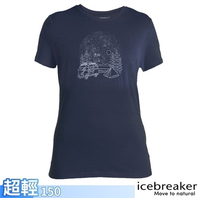 【Icebreaker】女 100%美麗諾羊毛 Tech Lite III 圓領短袖上衣(房車露營)-150.T恤_IB0A575V-884 石墨灰