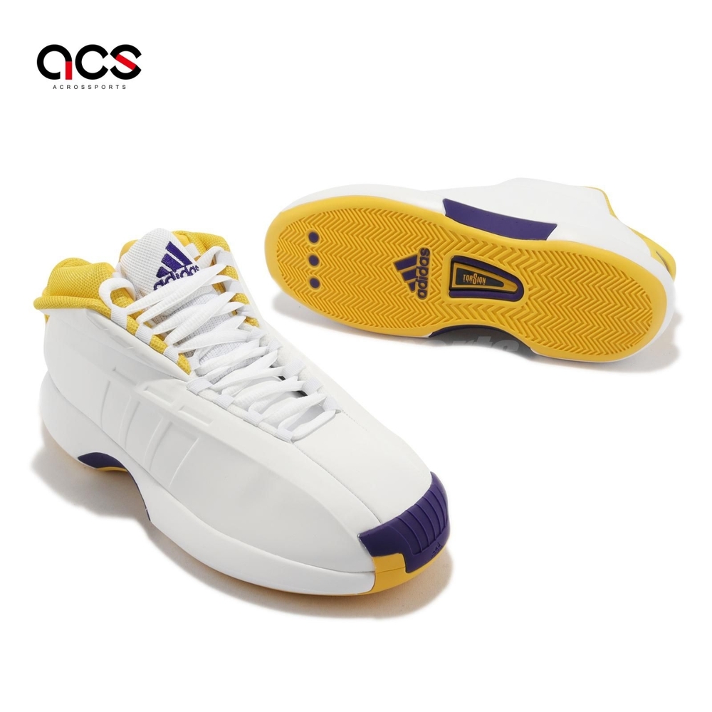 adidas 籃球鞋Crazy 1 男鞋白紫金湖人配色Lakers Home Kobe TT 愛迪達