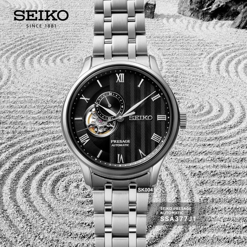 SEIKO精工 PRESAGE機械錶 日式庭園精鋼黑面41.8㎜款 SK004(SSA377J1/4R39-00W0D)