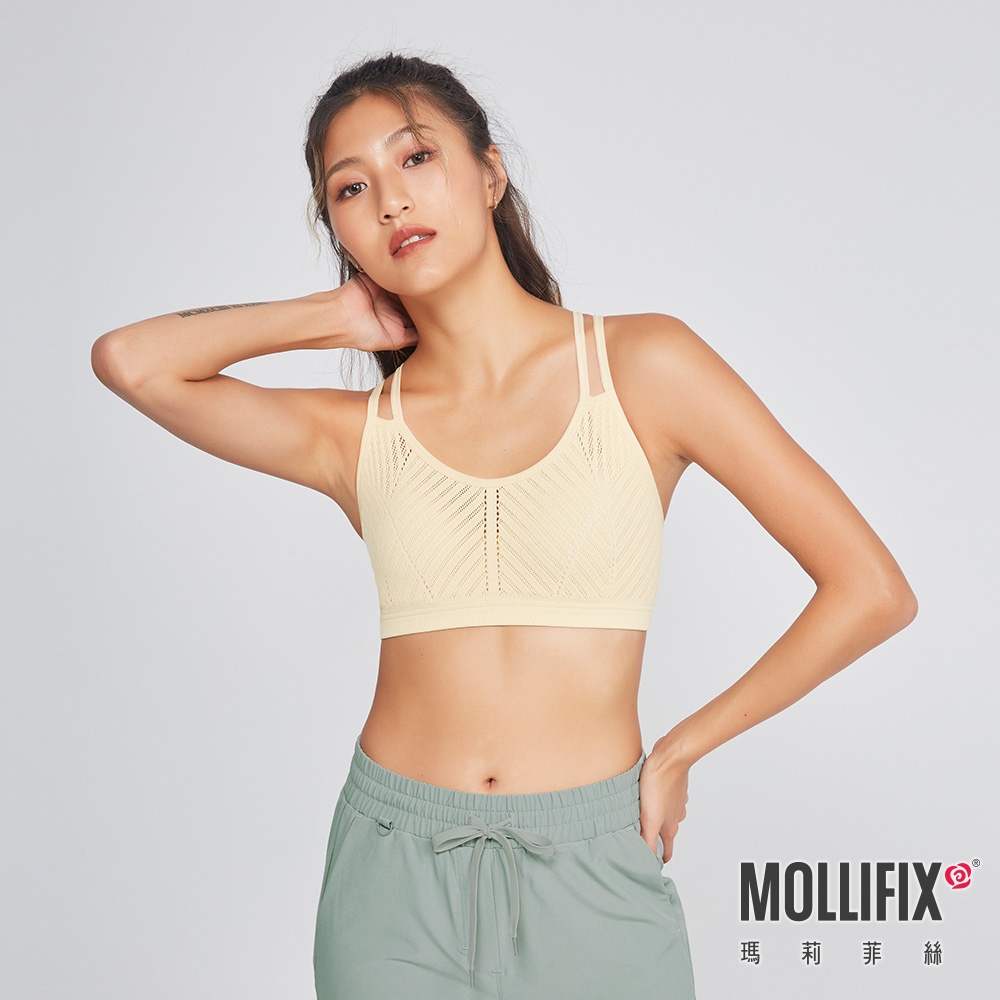 Mollifix 瑪莉菲絲 A++活力自在雙肩帶舒適BRA(香草黃)瑜珈服、無鋼圈、開運內衣、暢貨出清