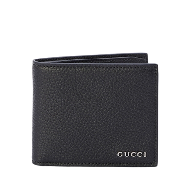 GUCCI Logo Bi-Fold 皮革 卡夾 皮夾 短夾 黑色 771148