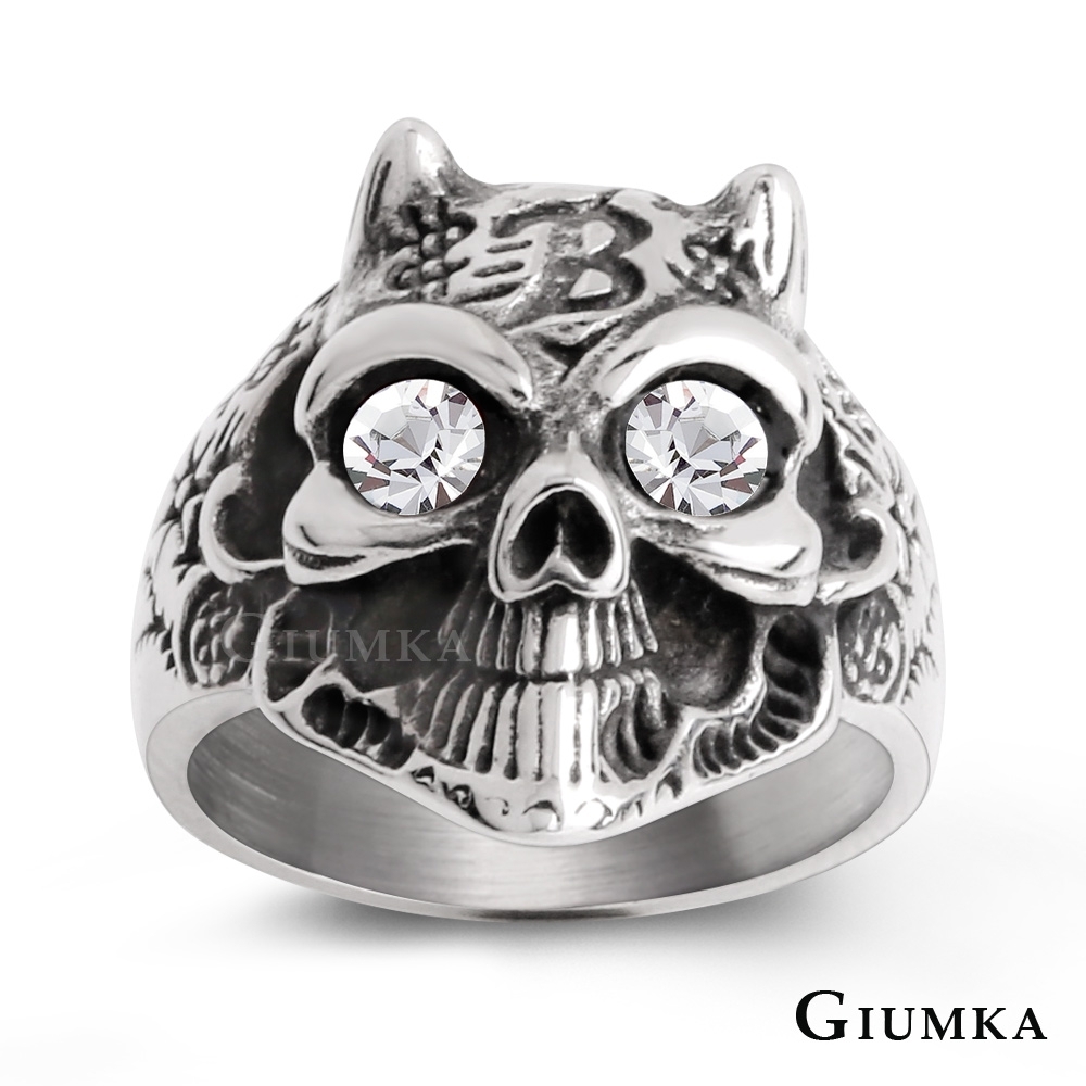GIUMKA白鋼戒指個性中性戒 魔鬼面具 白鋯款 單個價格