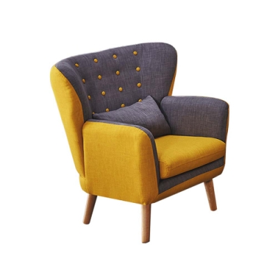 柏蒂家居-艾蜜莉歐風質感雙色單人沙發椅/休閒椅(附抱枕)-70x42x94cm
