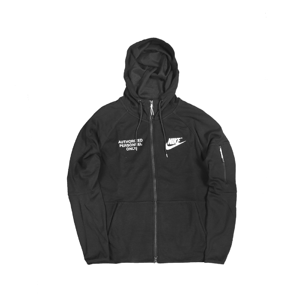 Nike 外套 NSW Full Zip Jacket 男款 運動休閒 印花圖案 連帽外套 穿搭 黑 白 DM6549-010
