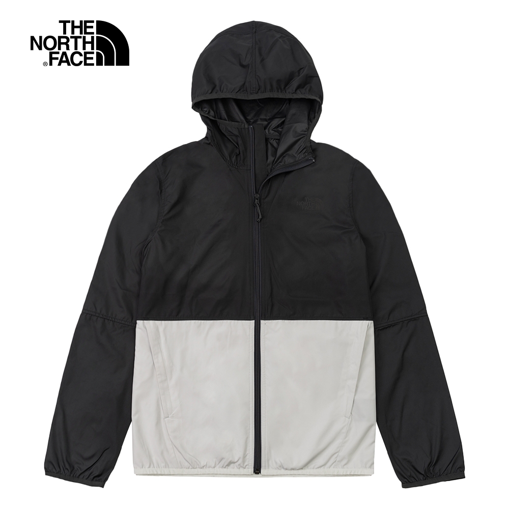 【The North Face 官方旗艦】北面男款黑白拼接防潑水連帽外套｜4NEFAZ5