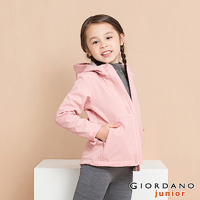 GIORDANO  童裝反光LOGO連帽防風外套-26 薄紗粉紅