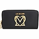 LOVE MOSCHINO 愛心字母金屬標誌皮革拉鍊長夾(黑色) product thumbnail 1