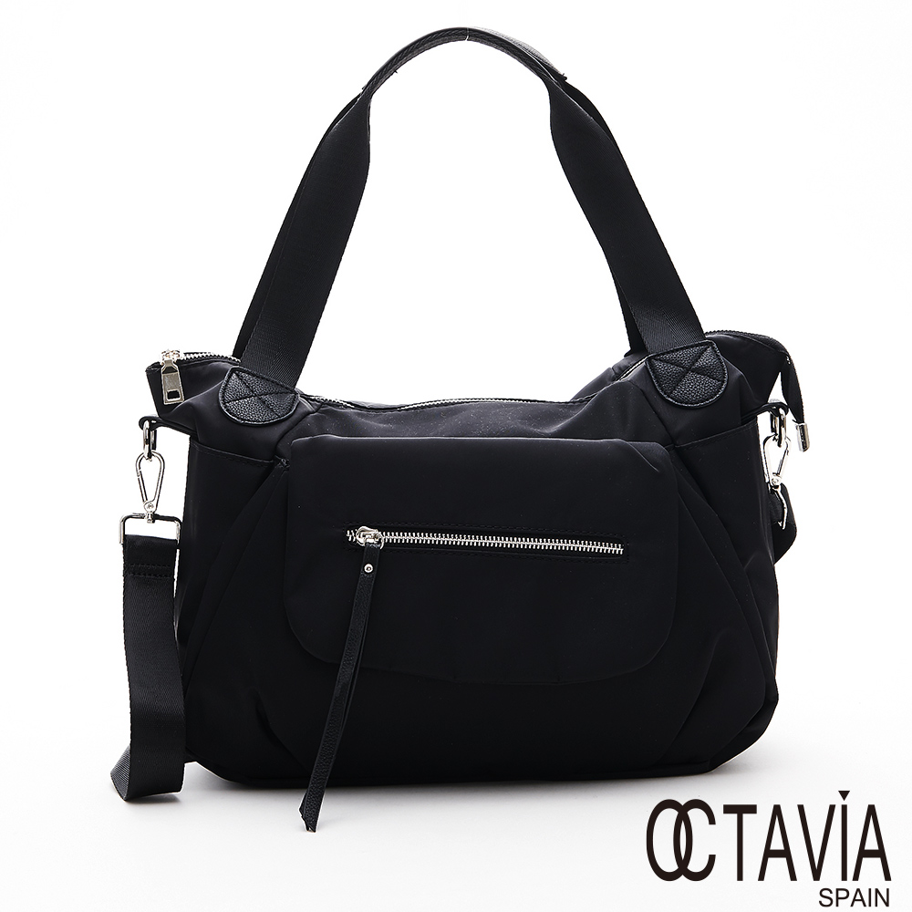 OCTAVIA8 -  法式情調 尼龍空氣口袋彎月托特包 - 風華黑