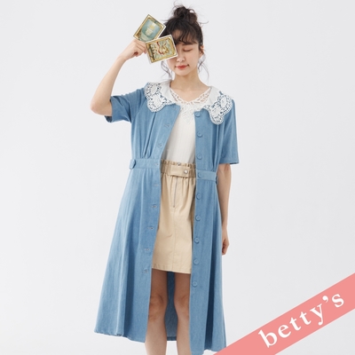 betty’s貝蒂思 雲朵蕾絲領牛仔襯衫洋裝(淺藍色)