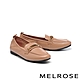低跟鞋 MELROSE 美樂斯 懷舊時尚鍊條水染牛皮樂福方頭低跟鞋－棕 product thumbnail 1
