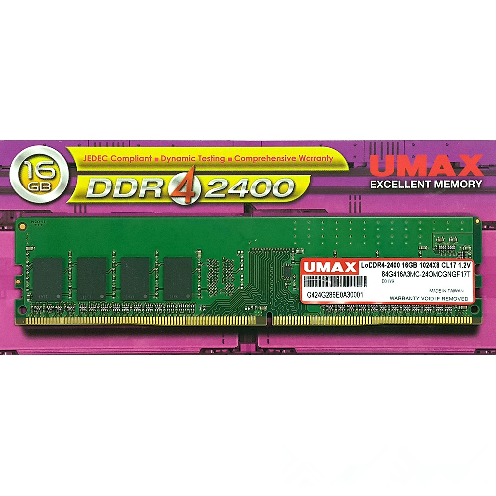 UMAX DDR4 2400 16GB 1024x8 桌上型記憶體| 桌上型DDR4 2400以下