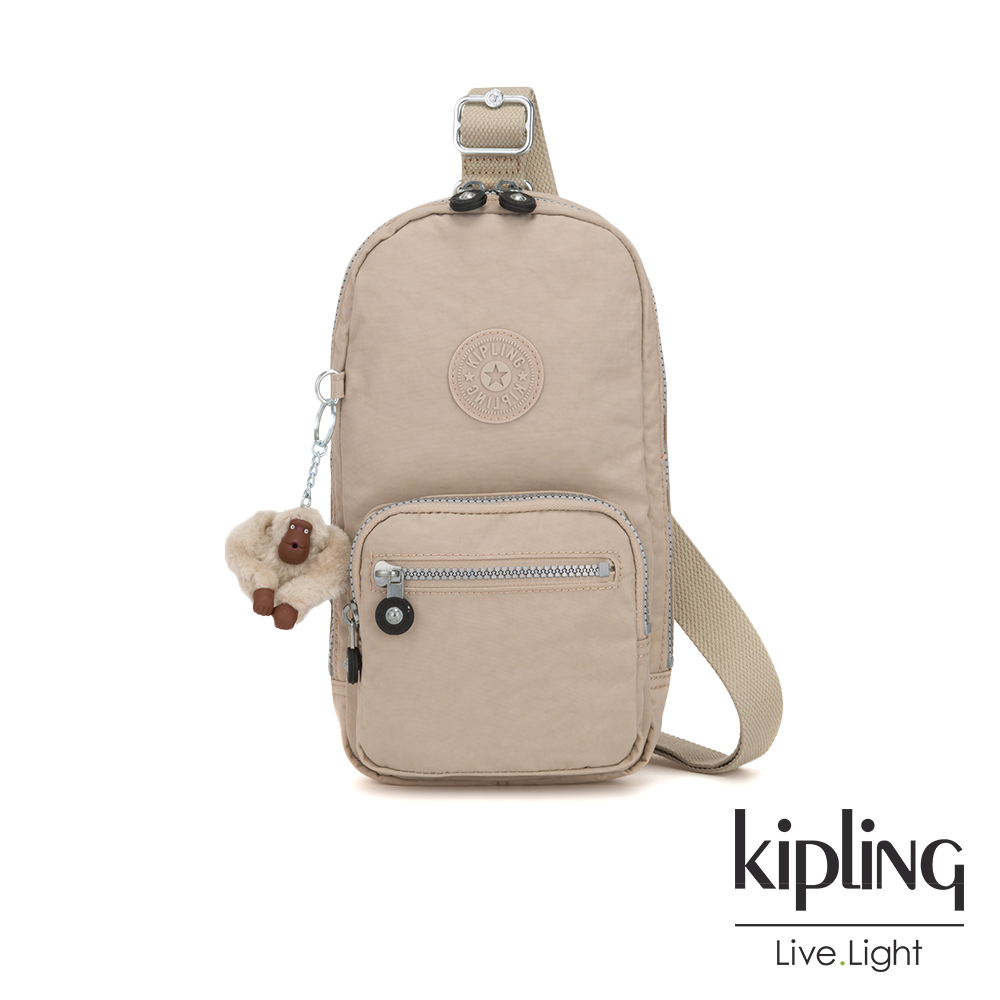 Kipling 溫暖奶茶色單肩迷你拉鍊斜背包-BLAKE