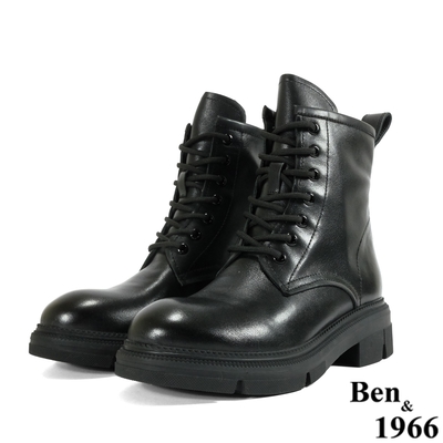 Ben&1966高級頭層牛皮經典百搭短靴-黑(217071)