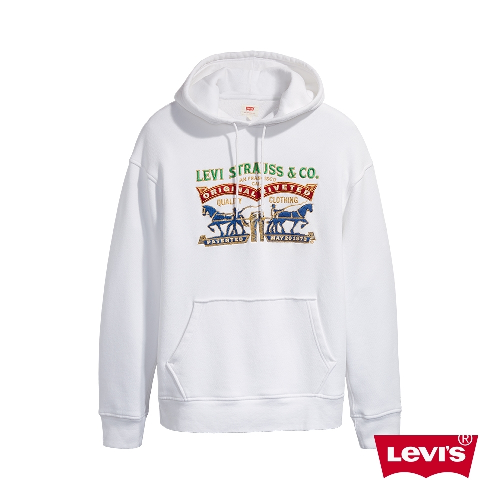 Levis 男款 重磅帽T 彩色立體雙馬刺繡Logo