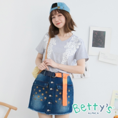 betty’s貝蒂思 普普風圓點牛仔褲裙(深藍)