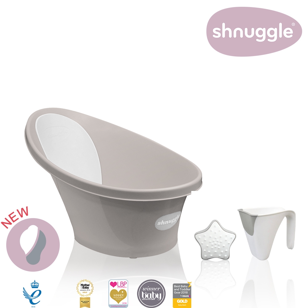 【英國Shnuggle】月亮澡盆-感溫水塞+小小水瓢+星光洗澡玩具(多款可選)