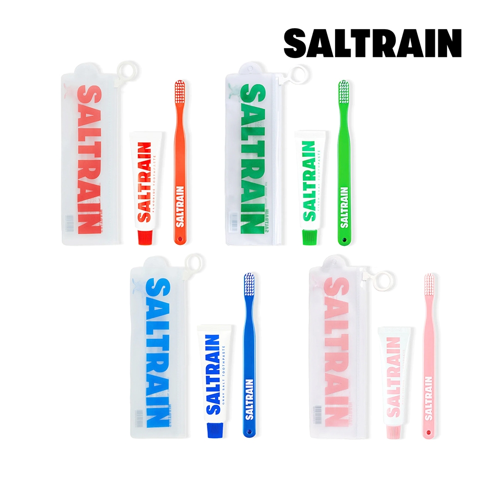 SALTRAIN 牙膏牙刷旅行組-灰鹽牙膏30gX1+牙刷X1  多款可選 (經典薄荷/低氟淨護/積雪草修護/清恬香檸)