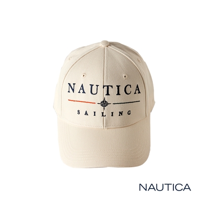 Nautica 品牌刺繡休閒棒球帽-米白