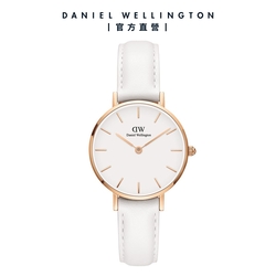 Daniel Wellington DW 手錶 Petite Bondi 28mm純真白真皮皮革錶-白錶盤-玫瑰金框 DW00100249