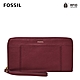 FOSSIL Jori 真皮手環帶拉鍊式RFID防盜長夾-咖啡紅 SWL2371599 product thumbnail 1