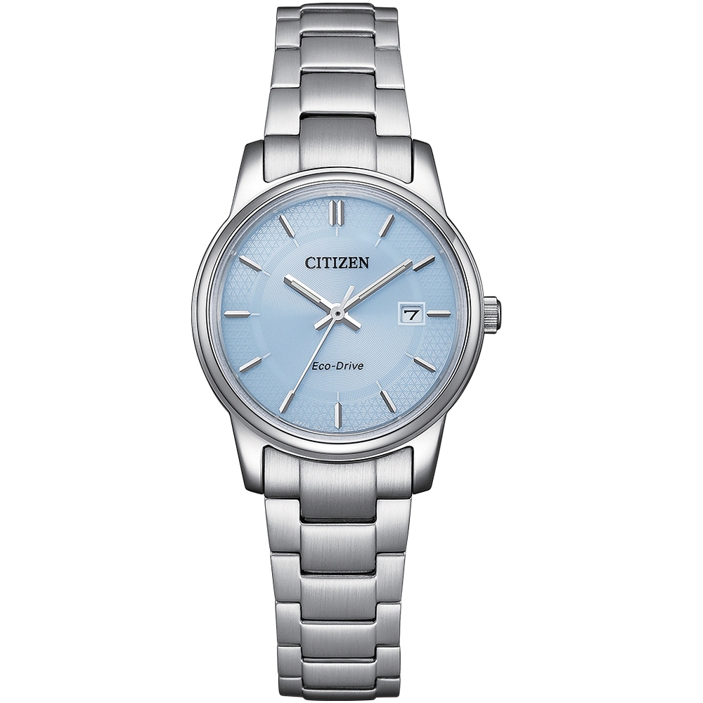 CITIZEN 星辰 冰河藍 光動能簡約女錶 母親節送禮-27.5mm EW2318-73L