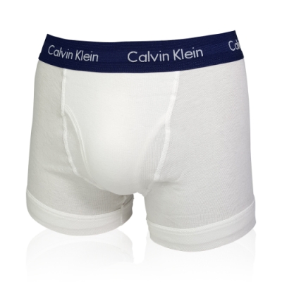 CALVIN KLEIN CLASSIC FIT 加長款純棉平口四角褲/CK內褲-(藍邊白色)