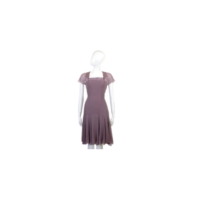NINA 紫色紗質拼接短袖洋裝