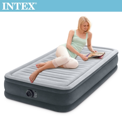 INTEX 豪華型橫條內建電動幫浦充氣床-單人99cm(67765ED)