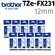 【10入組】brother TZe-FX231 (可彎曲)纜線標籤帶 ( 12mm白底黑字 ) product thumbnail 2