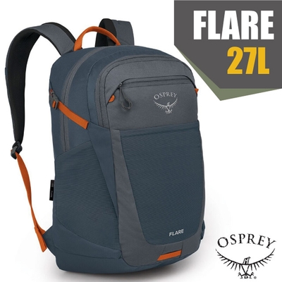 美國 OSPREY FLARE 27 多功能日用通勤電腦背包27L.雙肩後背包.休閒背包_鎢鋼灰/藍 R