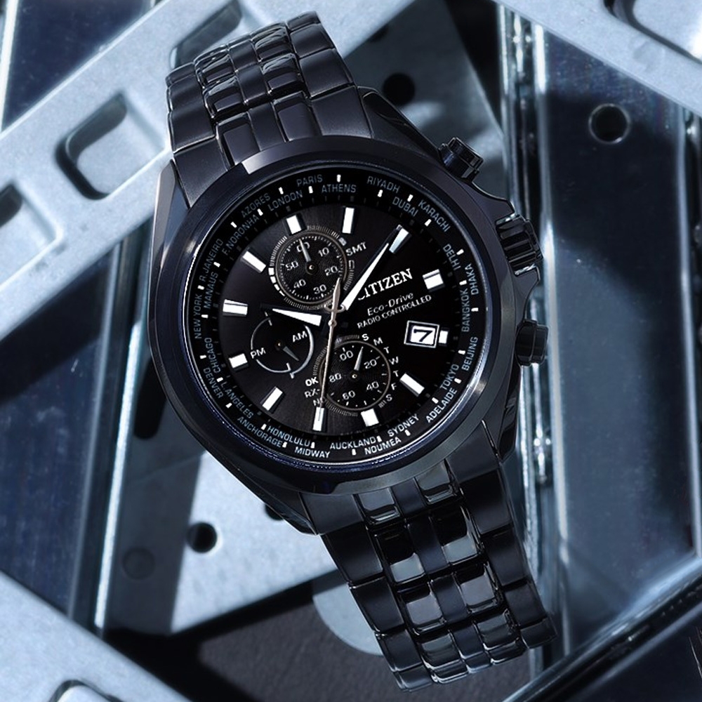 CITIZEN星辰 GENT'S系列 光動能電波三眼計時腕錶 禮物推薦 畢業禮物 44mm/AT8205-83E