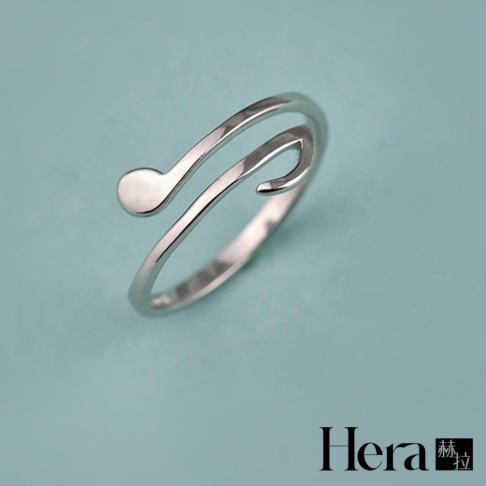 【Hera 赫拉】精鍍銀細環音符亮面開口戒指 H111030115