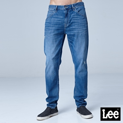 Lee 男款 涼感 731 中腰舒適小直筒牛仔褲 中淺藍洗水