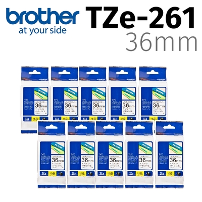 【10入組】brother 原廠護貝標籤帶 TZe-261 (白底黑字 36mm)