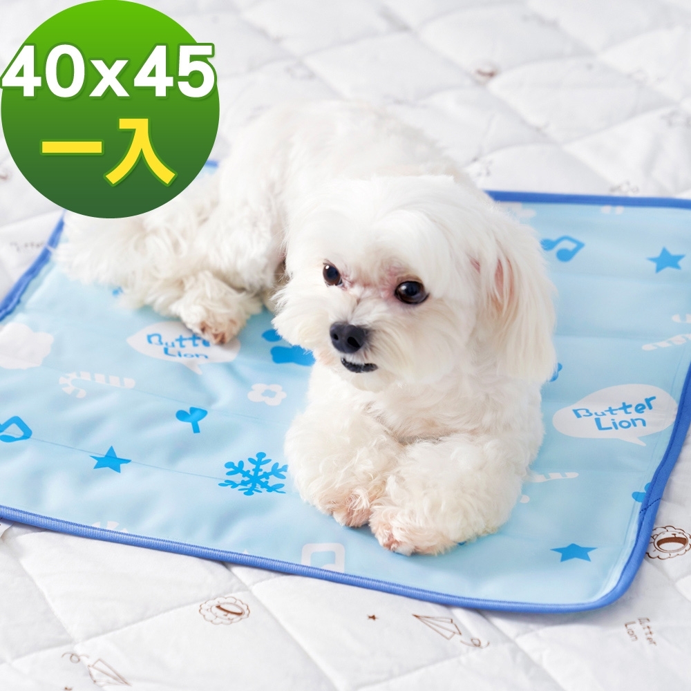 奶油獅-雪花樂園-長效型降6度涼感冰砂冰涼墊(40x45cm)小型寵物涼墊-藍色(一入)