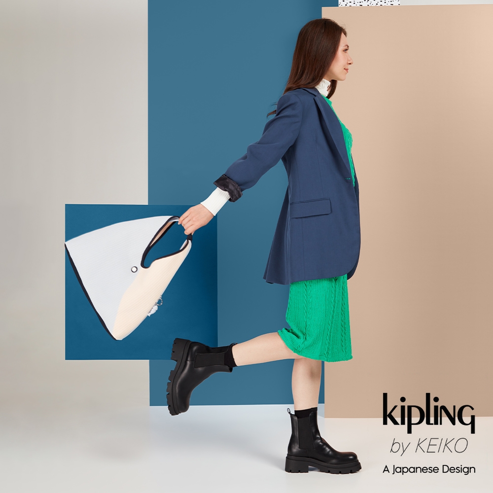 Kipling By Keiko 簡約灰佐溫柔粉橘手提單肩包-OLINATKA