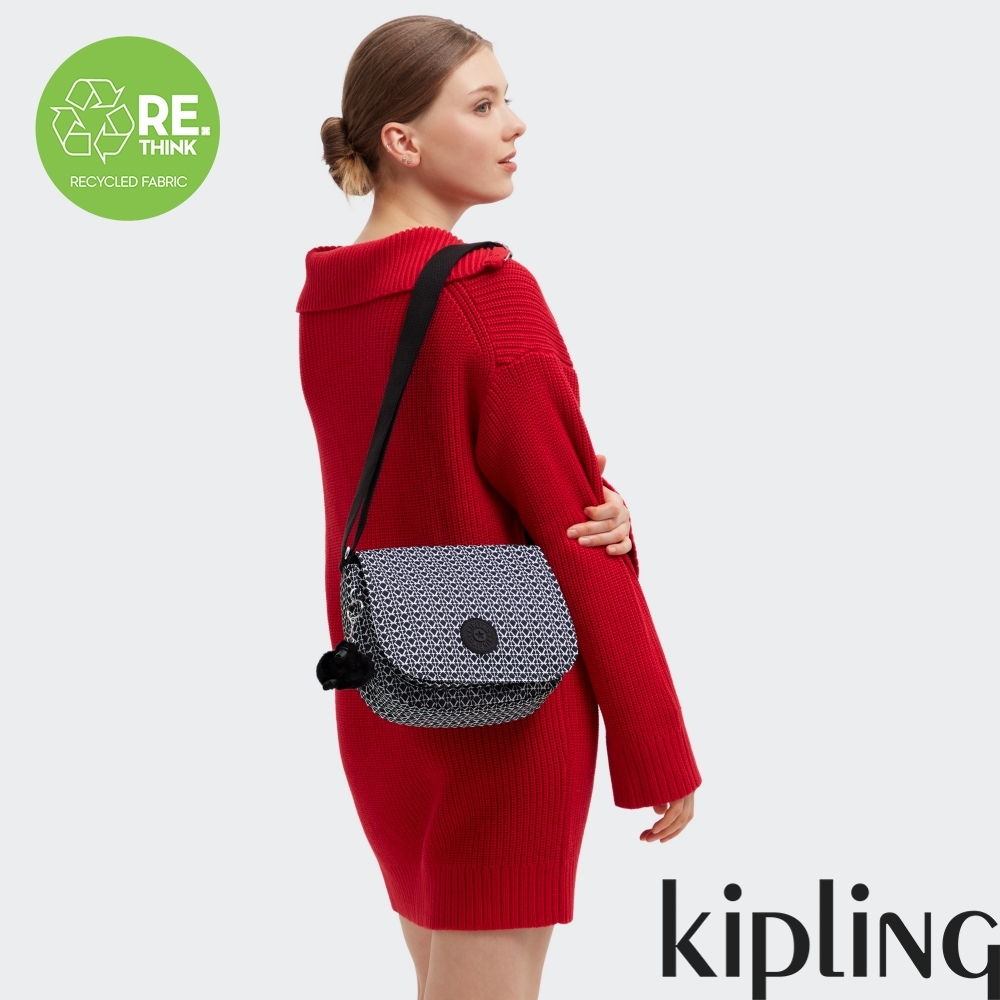 Kipling 經典老花掀蓋多袋肩背包-LOREEN M