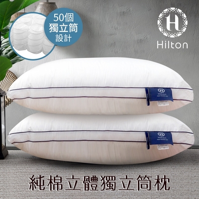 【Hilton 希爾頓】100%純棉3D銀離子抑菌獨立筒枕頭(枕頭/羽絲絨枕)(B0065)