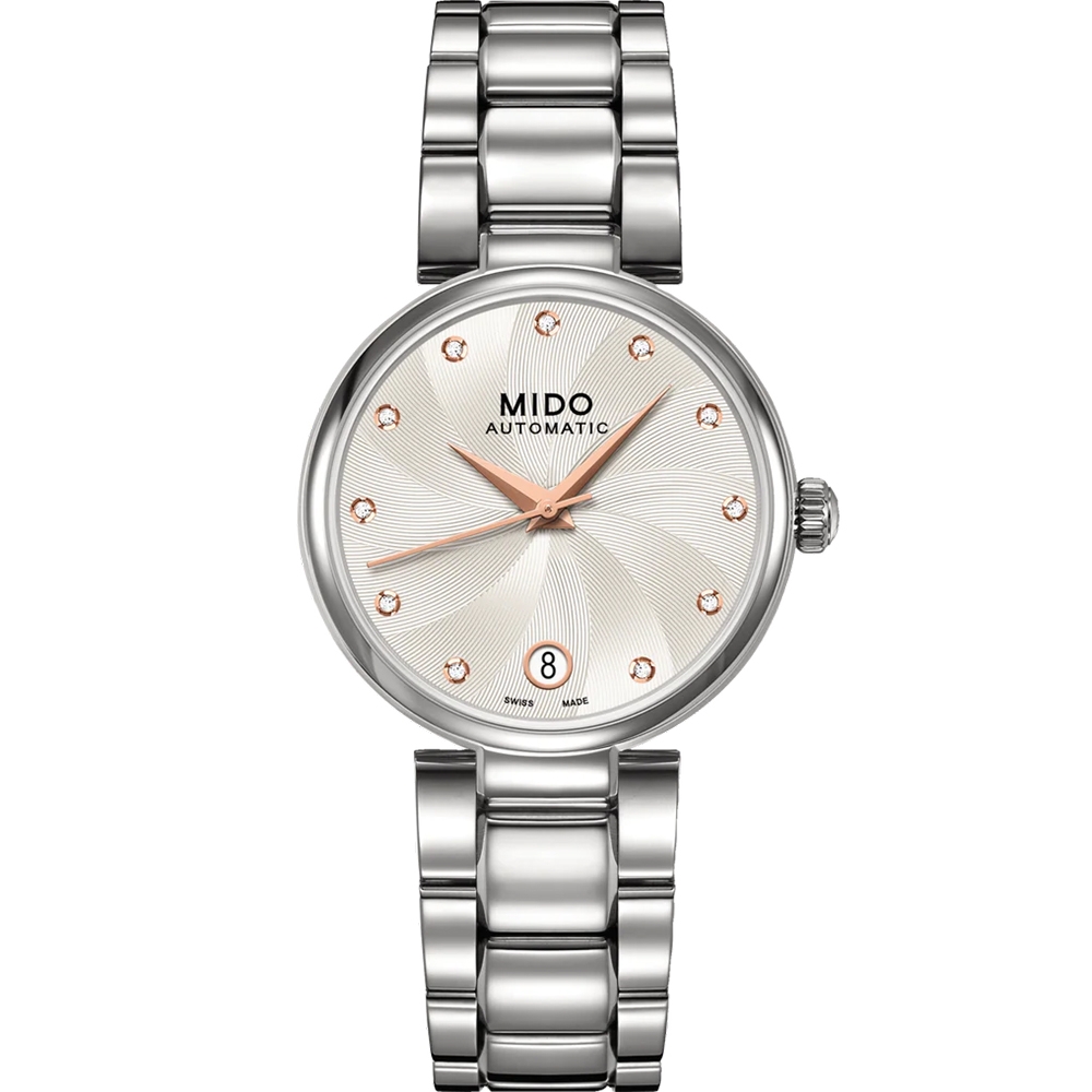 MIDO 美度 官方授權 Baroncelli 優雅真鑽機械女錶 母親節禮物-33mm M0222071103610