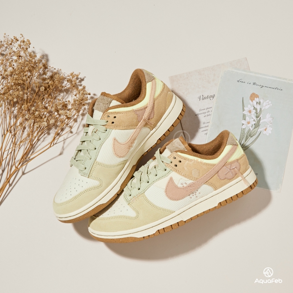 Nike Dunk Low Bright Side 女鞋奶茶色復古低筒燈芯絨運動休閒鞋DQ5076